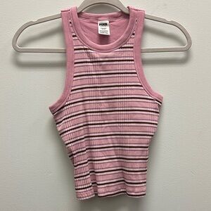 Pink, white, purple and Brown Striped Tank Top